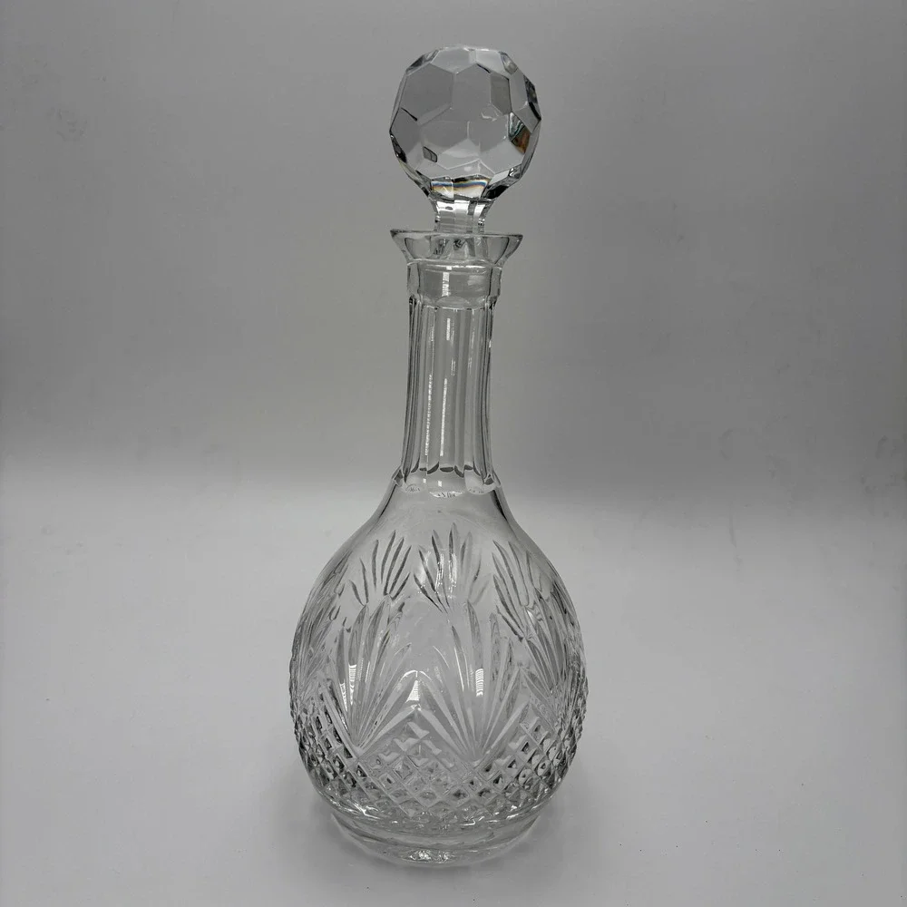 VTG Wedgwood Majesty Full Lead Crystal Decanter with Faceted Stopper Clear Glass